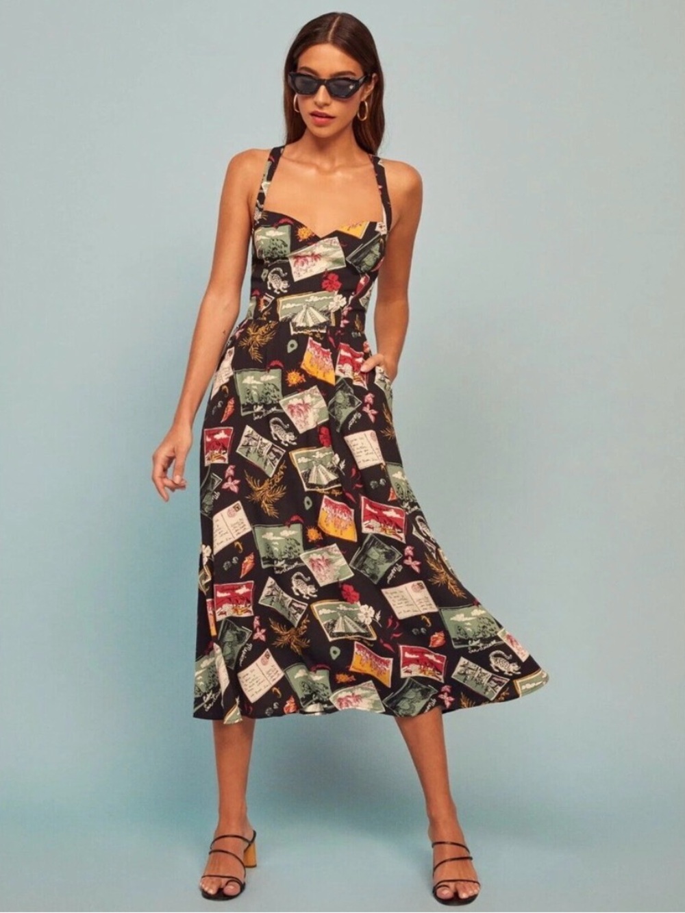 Reformation Brixton Postcard Midi Dress Size 4